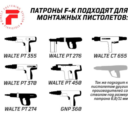 Патрон FixPistols F-К5 красный 6.8/11 (100шт/уп)
