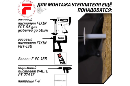 Тарельчатый дюбель FixPistols F-INS25/50 3-2-6-3891 200 шт.